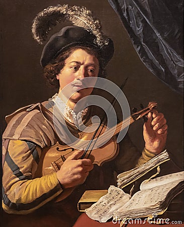 The Violin Player, painting, by Jan Lievens Stock Photo